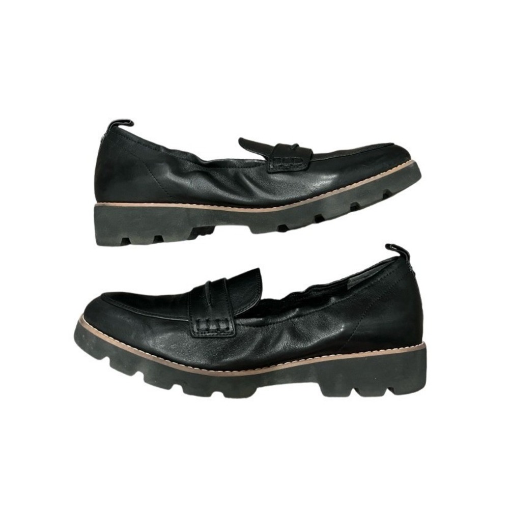 Vionic Cynthia II Black Leather Penny Loafers Lug Soles Size 10